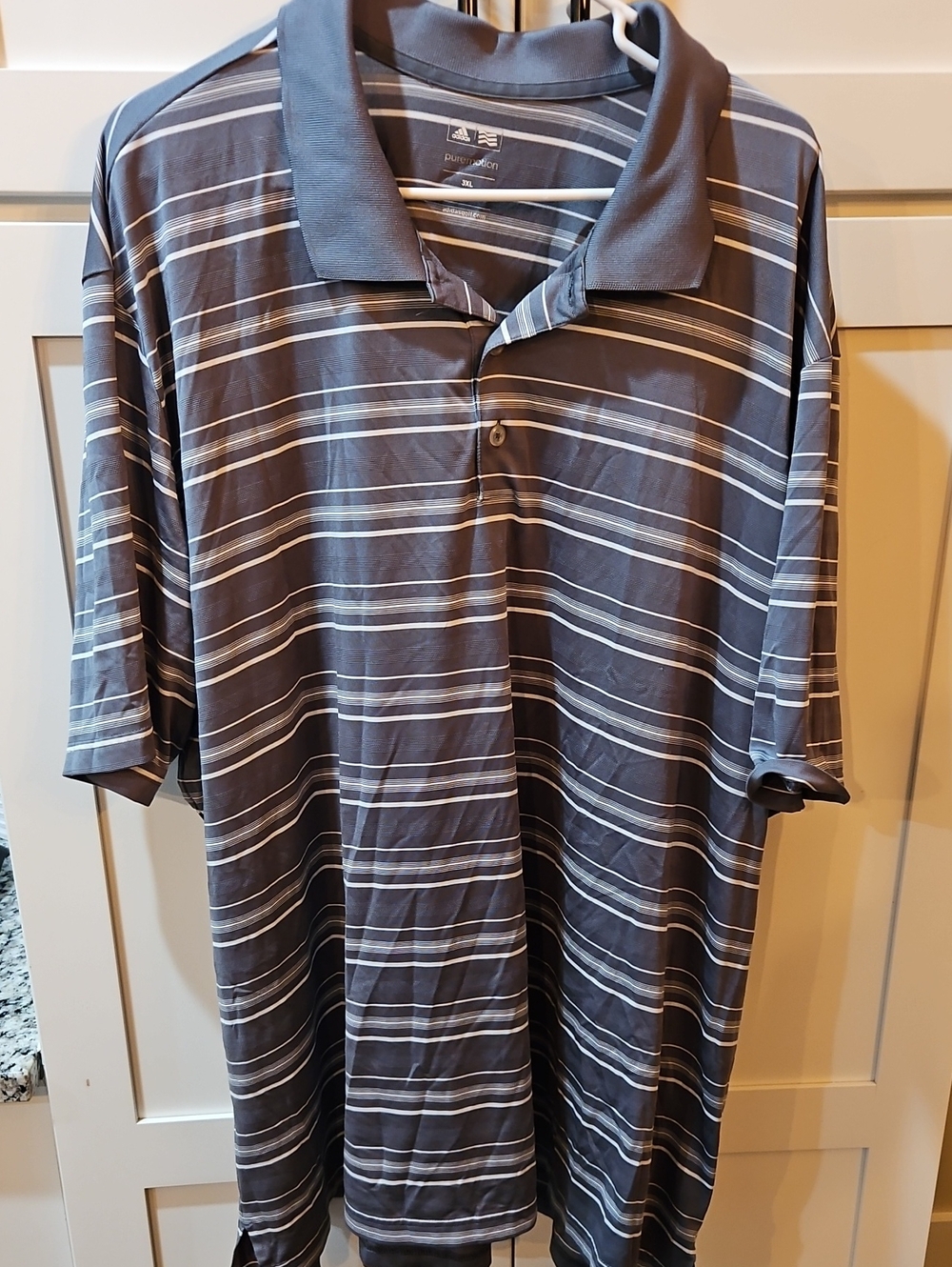 adidas Gray Striped Polo Shirt